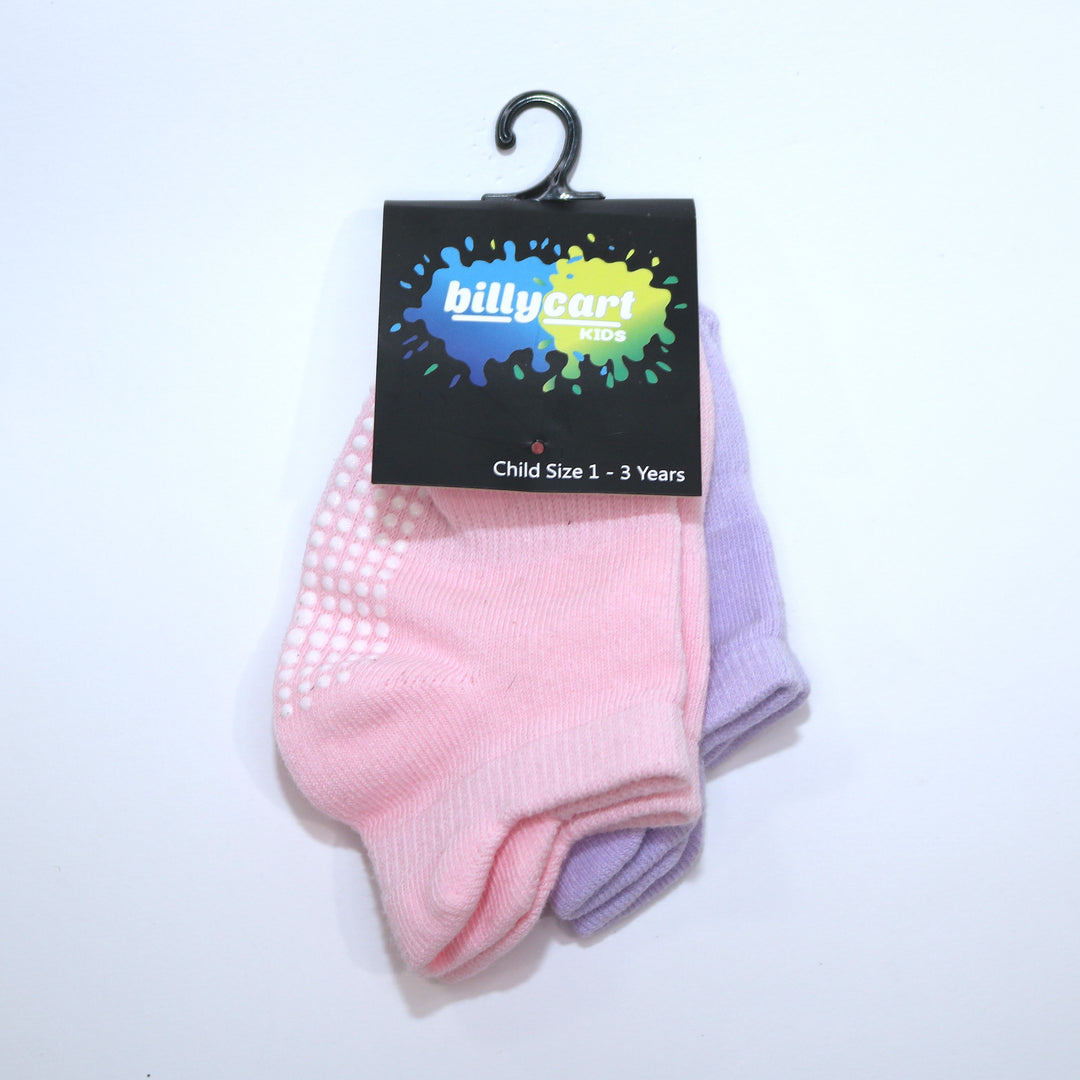 Grip socks - Girls pink & purple x 2 pack