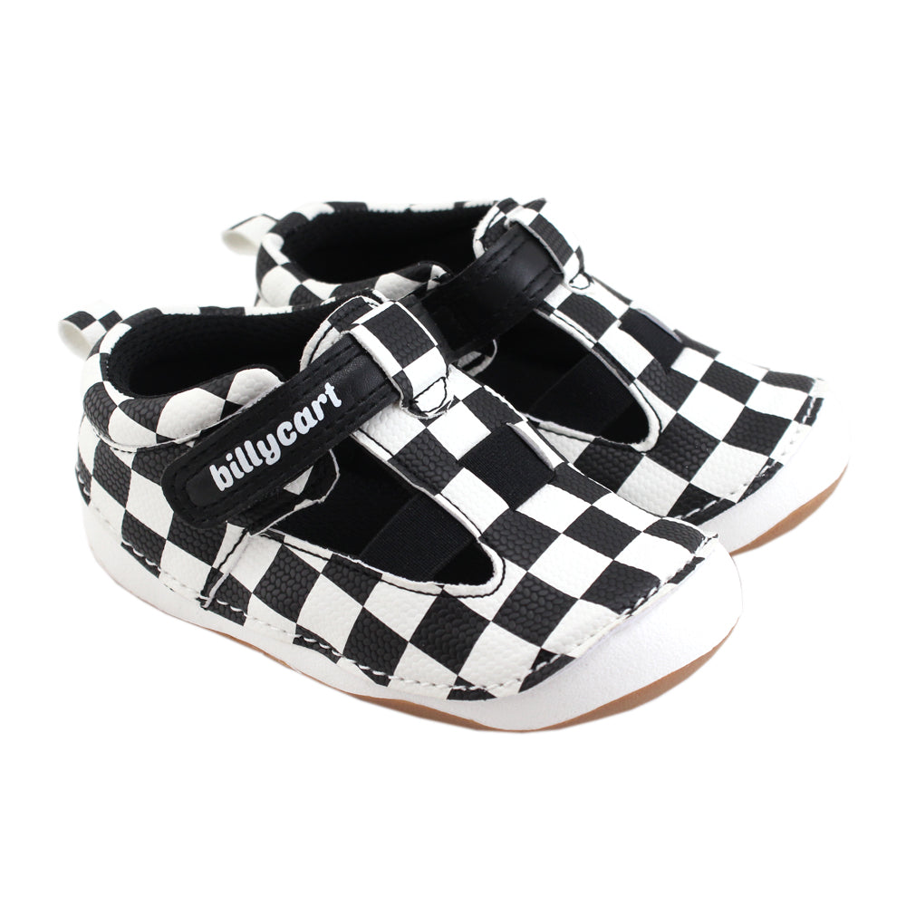 *NEW STYLE* RACER black and white checkered baby and toddler unisex sandals