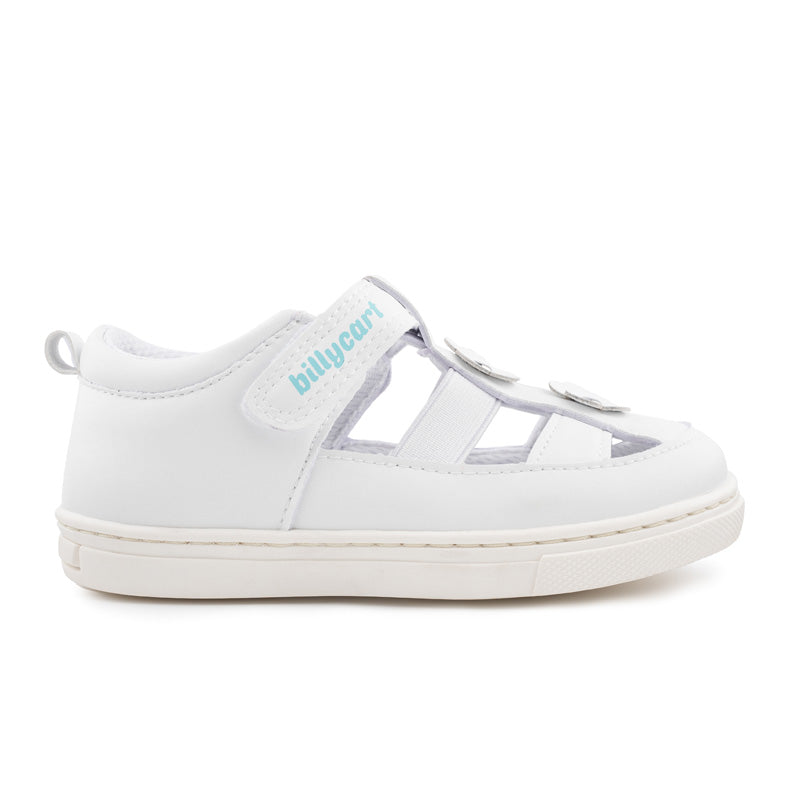 Extra wide girls pre-walker or first walker sandals | Layla White Billycart kids Sandals