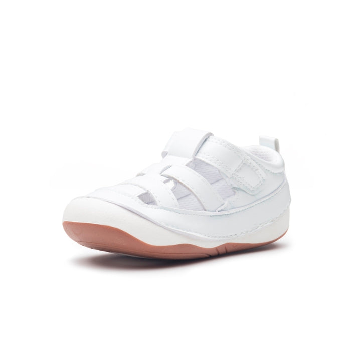 Billycart Kids soft rubber soles | Lane - White First walker shoes | Australian podiatrists recommended first walker sandals with velcro strap