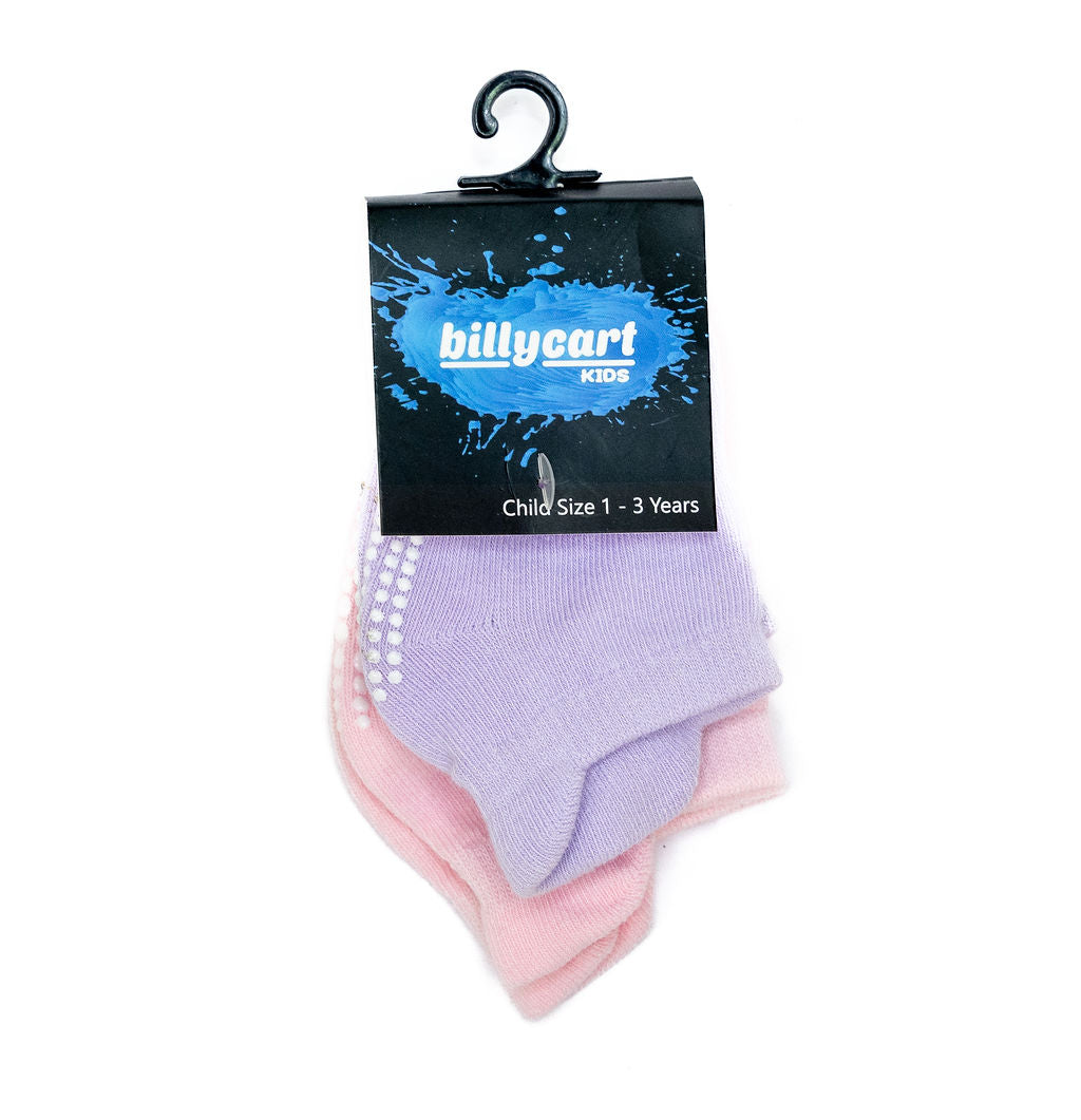 Grip socks - Girls pink & purple x 2 pack