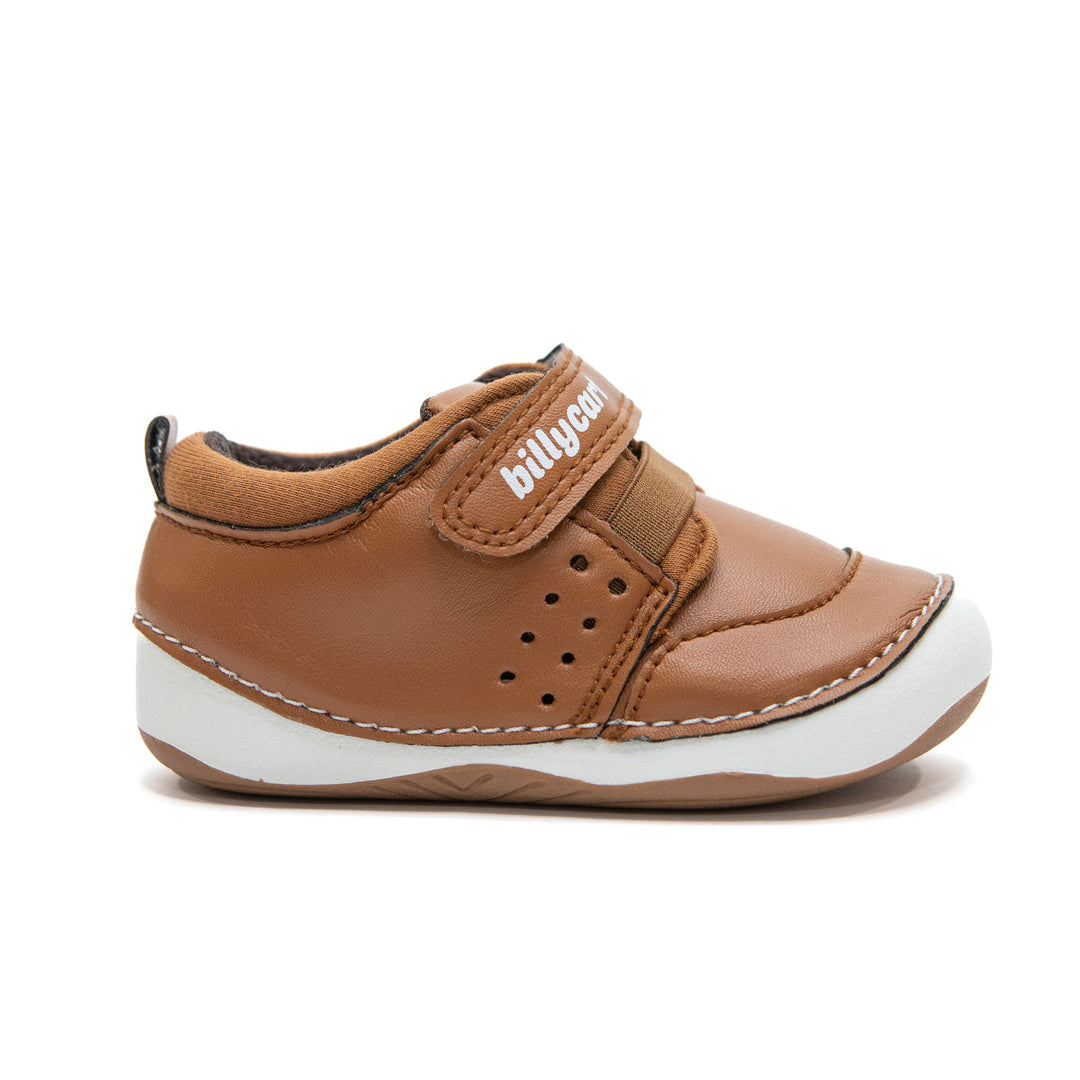 Billycart Kids soft rubber soles | HUNTER - Brown First walker shoes | Australian podiatrists recommended first walker sandals with velcro strap