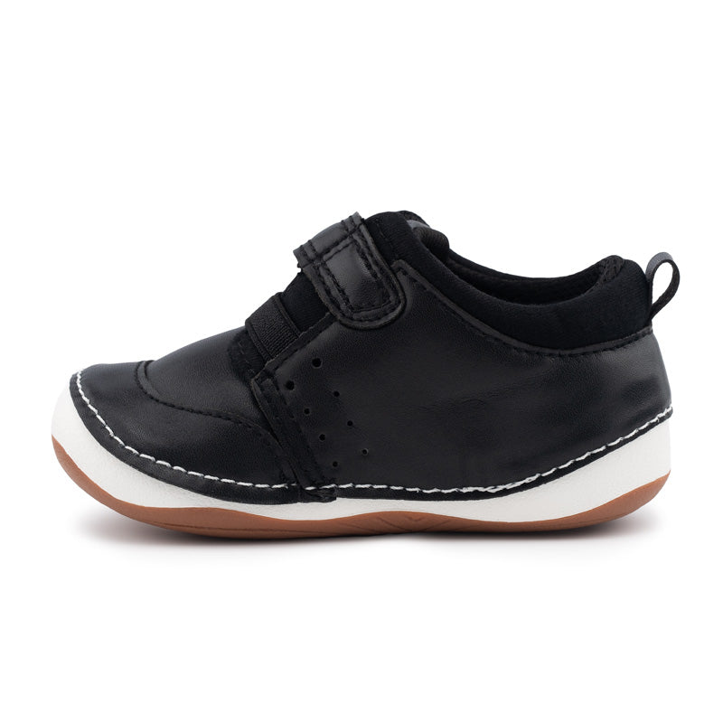 Brooklyn Black soft sole first walker shoes for kids. Alternate Air Jordan Crib