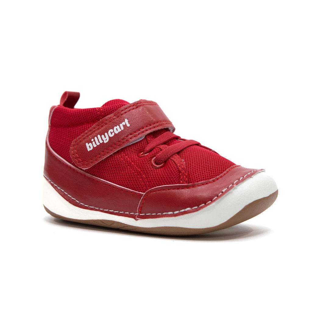 Red high-top baby and toddler sneakers. Baby basketball kicks. Chicago style sneakers by Billycart Kids. Recommended by Autralian podiatrists.