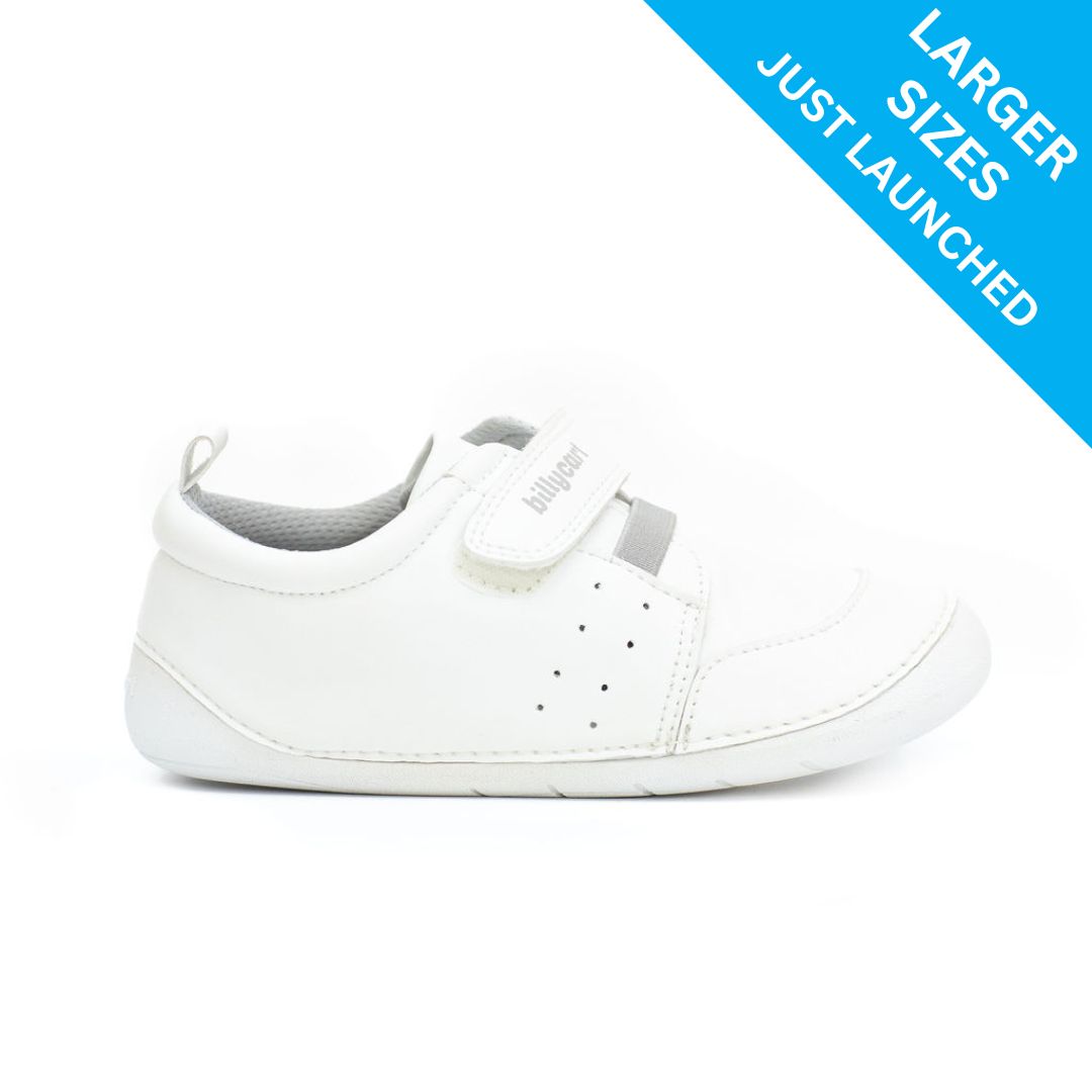 Billycart Kids NEW Larger Size White Sneakers for Toddlers | Soft Sole | Podiatrist Recommended