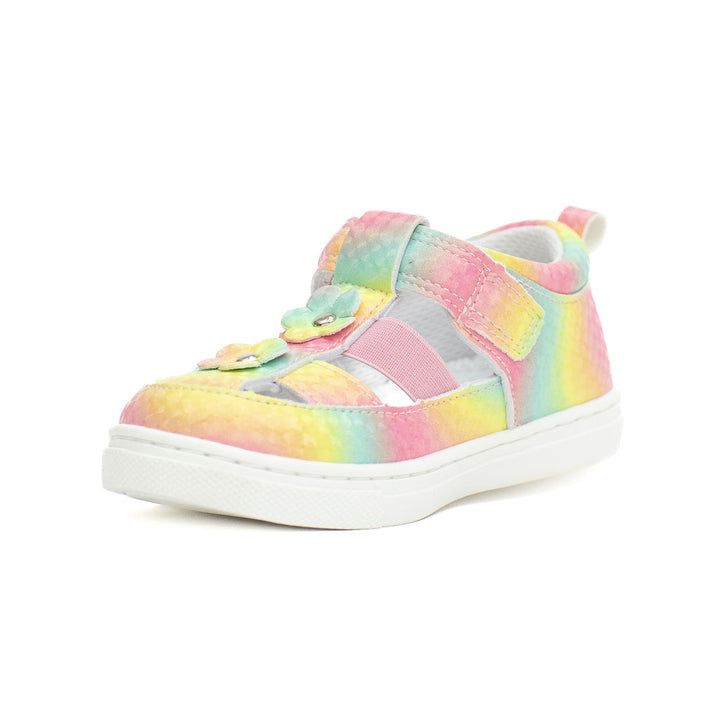 Billycart Kids Amelia rainbow soft sole first walker sandals for kids. Zero drop and recommended by podiatrists