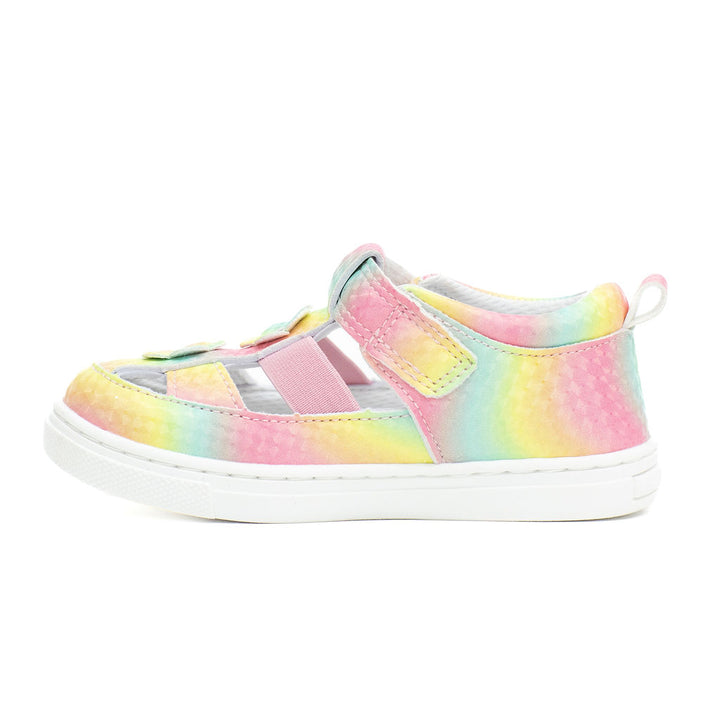 Billycart Kids Amelia rainbow soft sole first walker sandals for kids. Zero drop and recommended by podiatrists