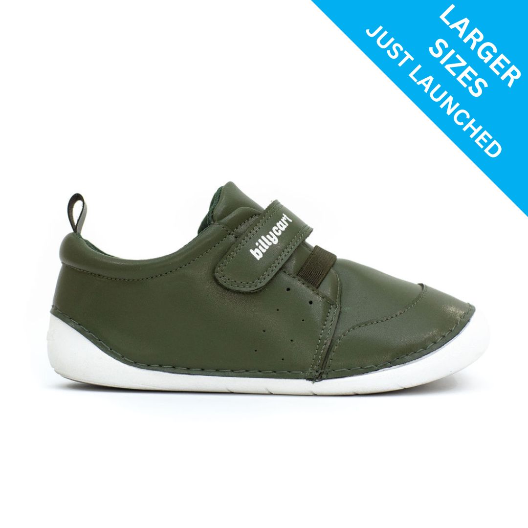 Billycart Kids soft rubber soles | Green REMI Toddler shoes | Australian podiatrists recommended 