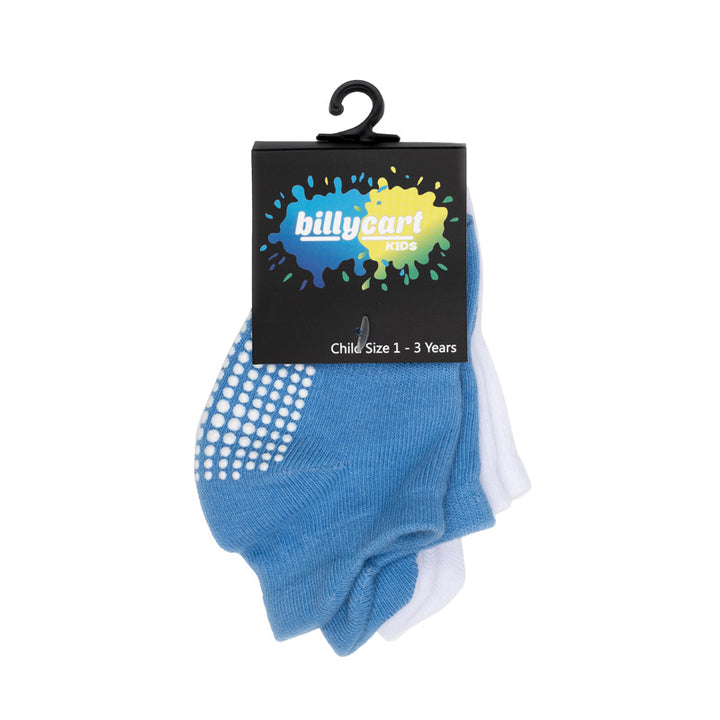 Grip socks - Blue & White boys x 2 pack