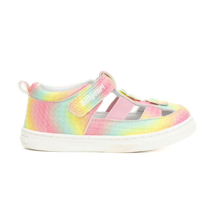 Billycart Kids Amelia rainbow soft sole first walker sandals for kids. Zero drop and recommended by podiatrists