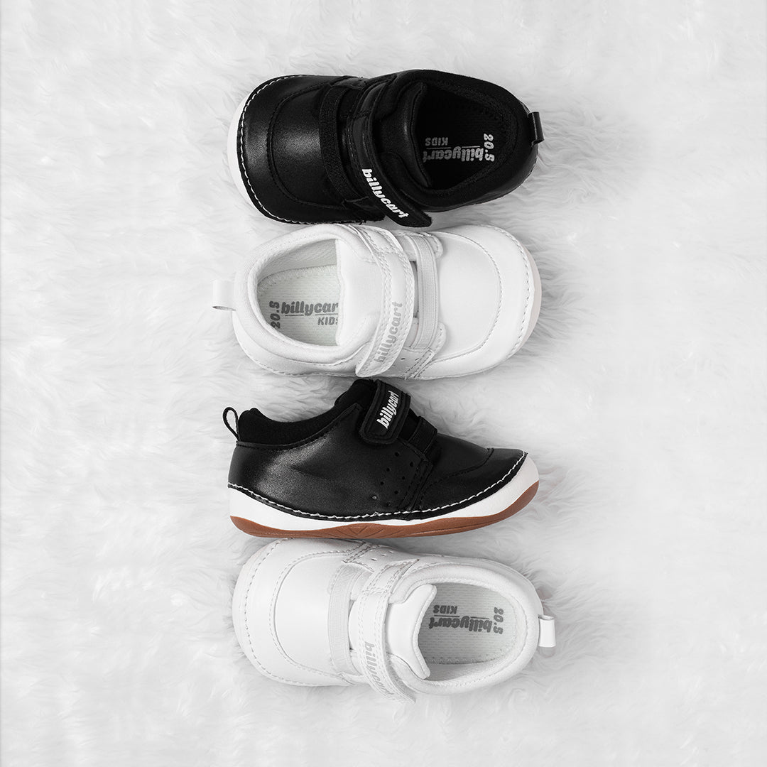 Stylish plain white and black soft sole prewalker shoes - Billycart Kids