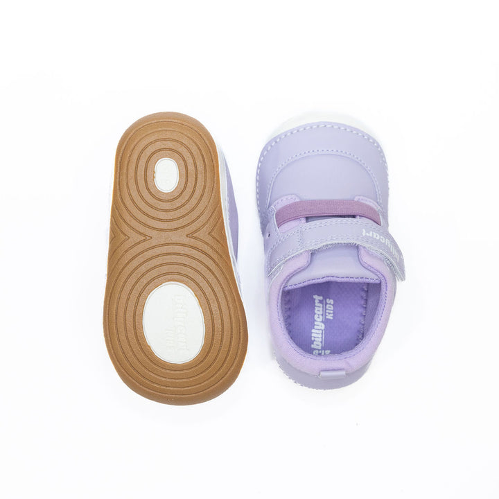 Top and sole view of billycart kids purple widefit sneakers for toddlers