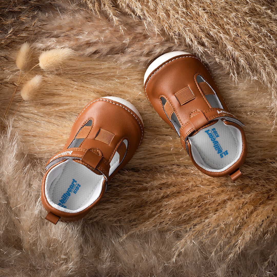 Billycart Kids - LONDON WIDE - Brown Outdoor Sandals for kids with velcro and ankle straps | Australian Podiatrists approved and recommended