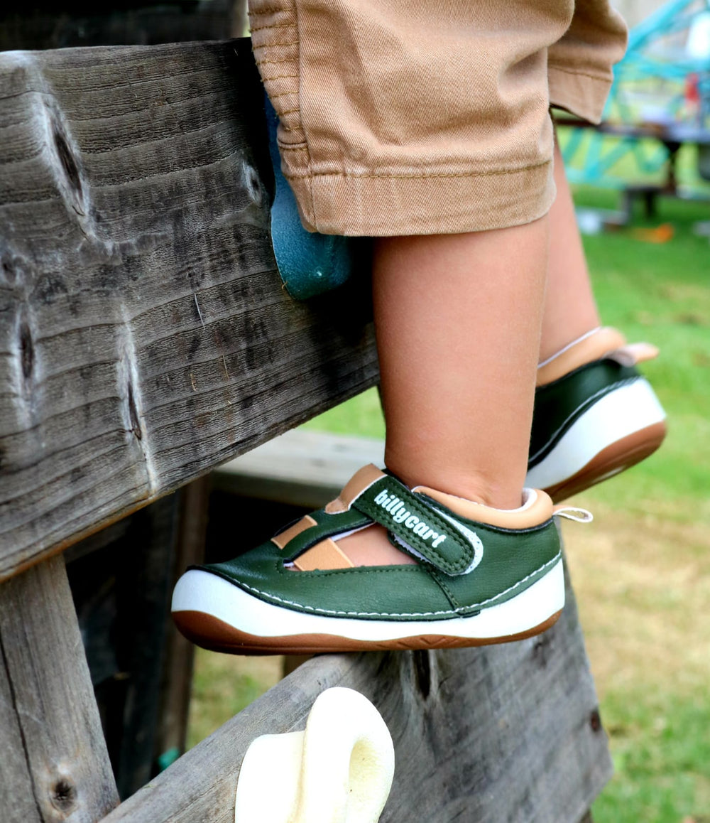 Billycart Kids Australia - Green and tan sandals for toddler boys | Wide fit pre-walker outdoor sandals