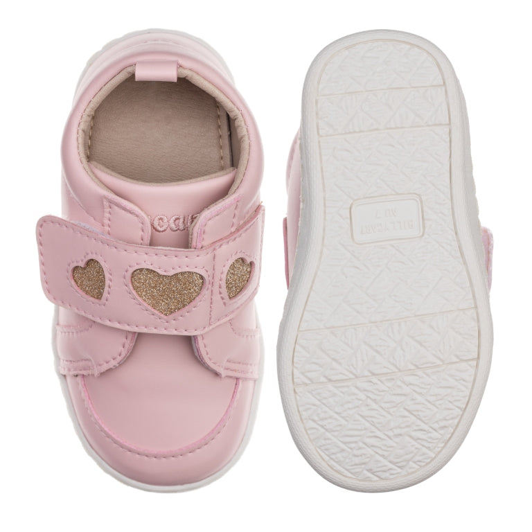 Audrey Girls Pink  non-slip, daycare Sneakers with flexible, soft rubber soles. Shoes from Billycart Kids