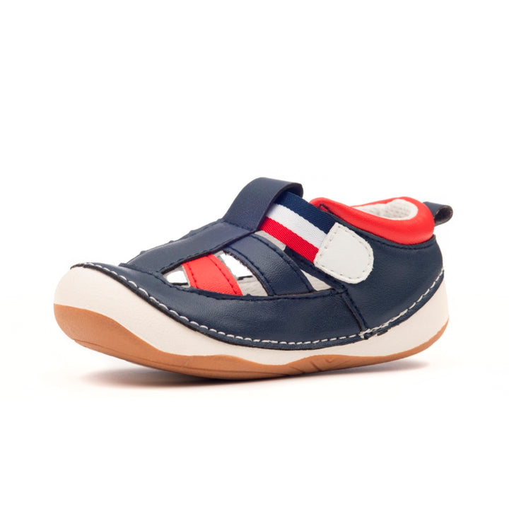 Flynn Boys Navy & Red Infant  Sandals for learning to walk  in Australia. Shoes from Billycart Kids