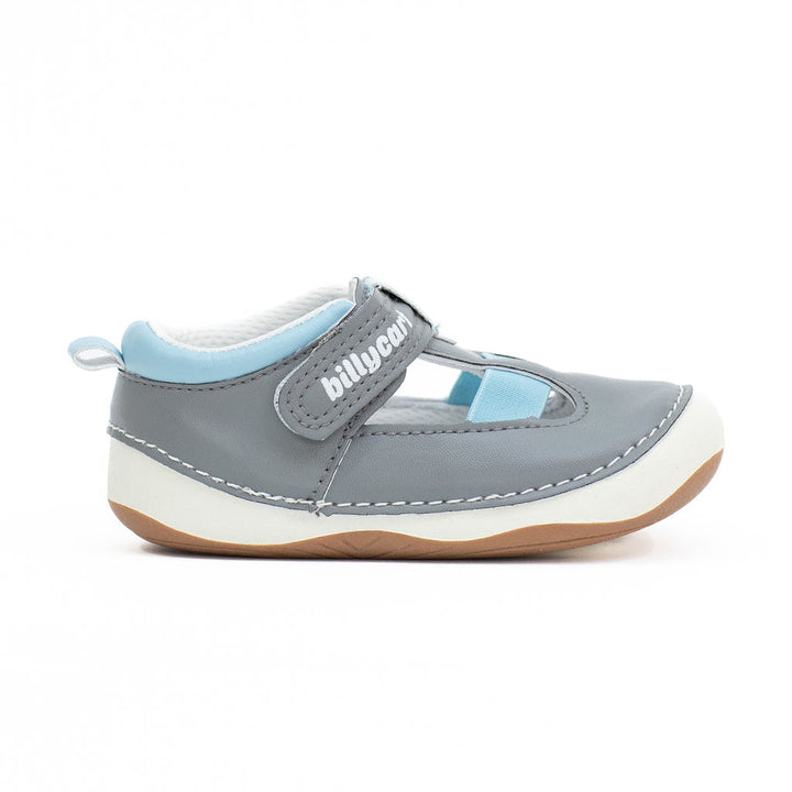 Noah Boys Grey  best baby & toddler Sandals Wide-fit   in Australia. Shoes from Billycart Kids. Buy the best Baby & Toddler shoes and footwear online. First walker Boys blue and grey kids sandals with rubber sole. Size 4, size 4.5, size 5, size 6, size 7. Wide width fit without laces, with Velcro. 