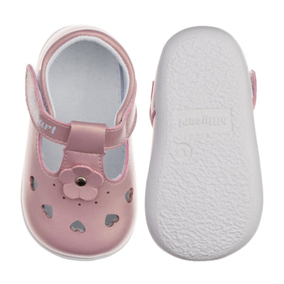 Rosie Girls Pink  non-slip, daycare T-Bars with flexible, soft rubber soles. Shoes from Billycart Kids