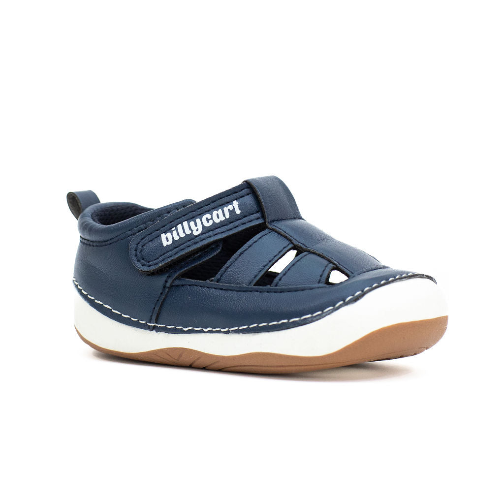 Taylor Unisex Navy best first walker Sandals. Vegan friendly in Australia. Shoes from Billycart Kids