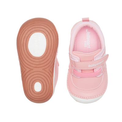 Top and sole view of Ellie Pink Podiatrists recommended first walker shoes for infants