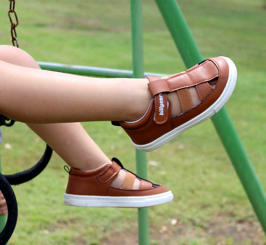 Billycart Kids - LENNIE- Brown Outdoor Sandals for kids with velcro and ankle straps | Australian Podiatrists approved and recommended
