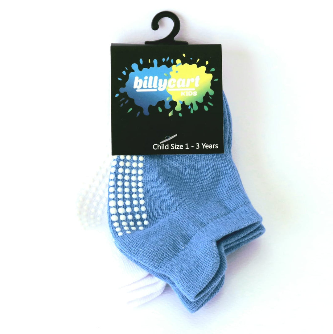 Grip socks - Blue & White boys x 2 pack