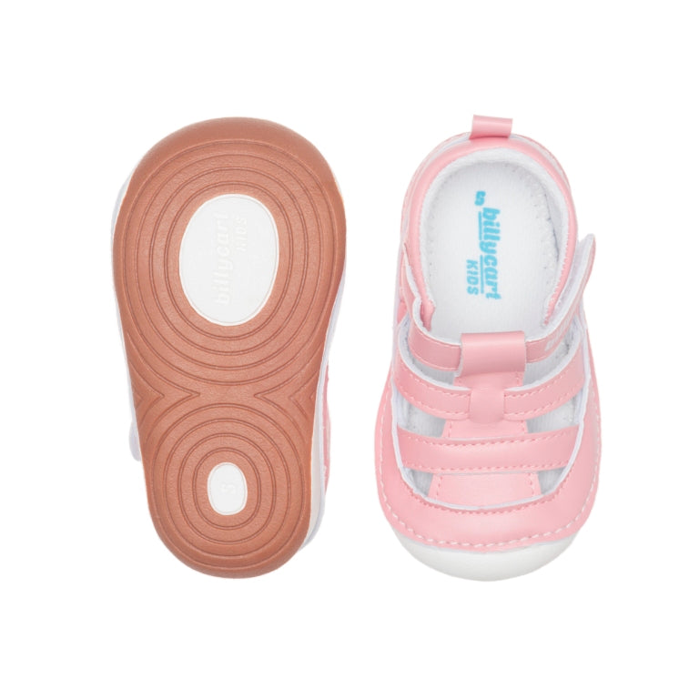 Top and sole view of billycart kids Pink widefit sneakers for toddlers