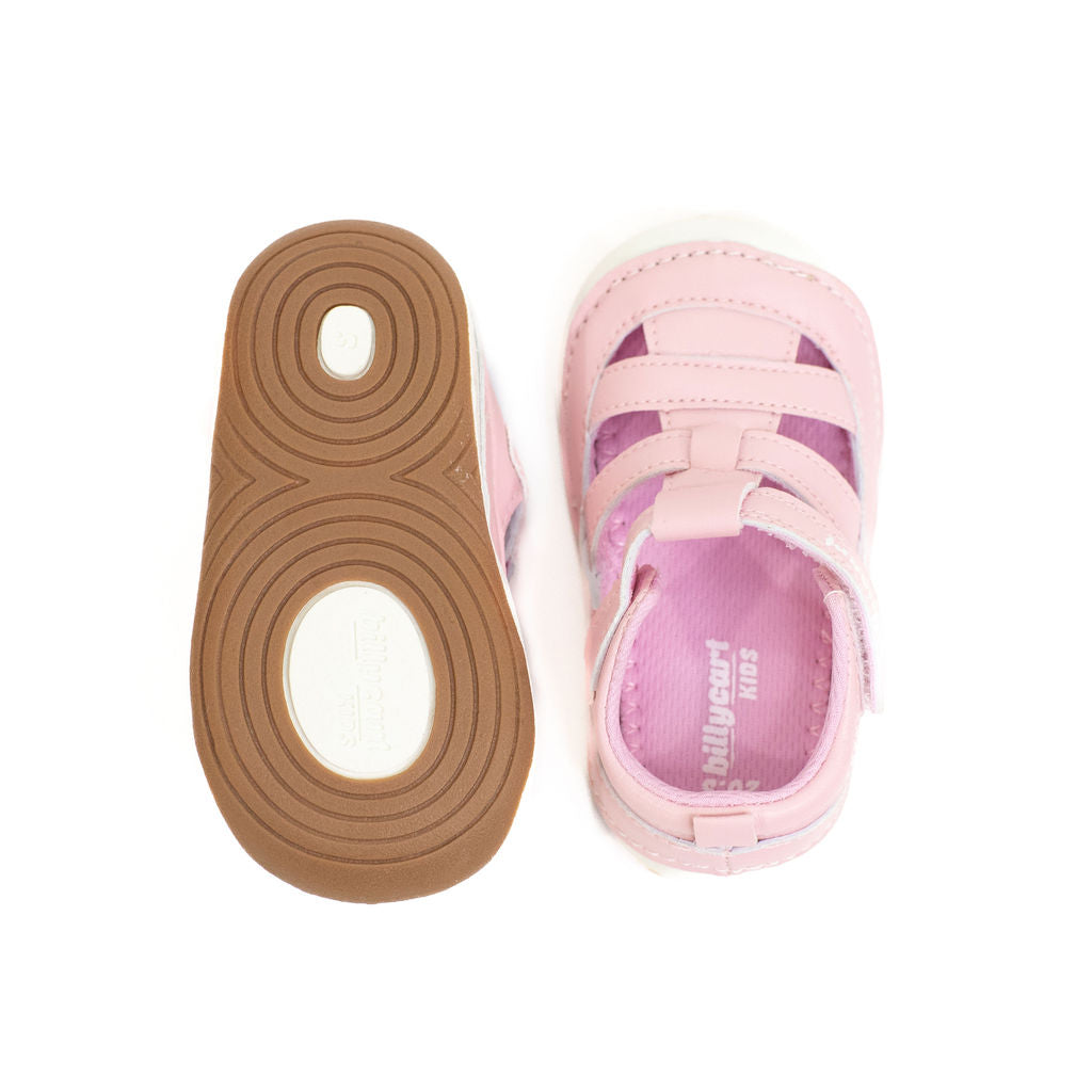 Top and sole view of billycart kids Pink widefit sneakers for toddlers