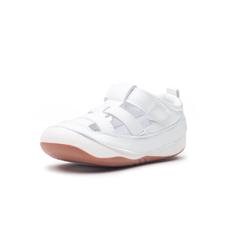 Billycart Kids soft rubber soles | Lane - White First walker shoes | Australian podiatrists recommended first walker sandals with velcro strap