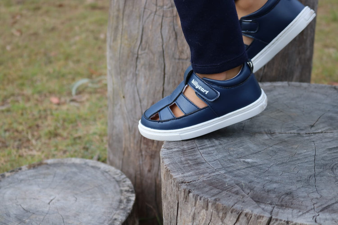 Billycart kids Taryn Blue stylish widefit shoes worn outdoors